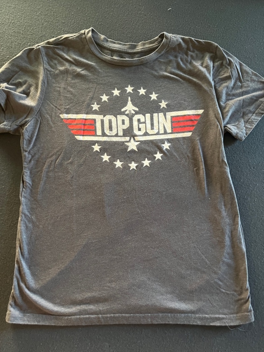 Women’s Top Gun graphic tee in Charcoal with Red Accents